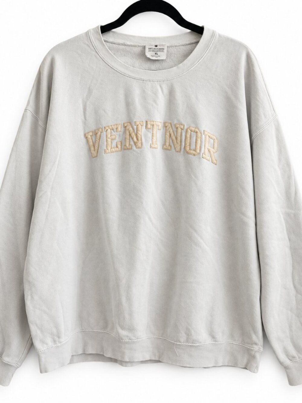 Soft as a Grape Ventnor Sweatshirt XL Ivory Cream Applique Crewneck Pullover